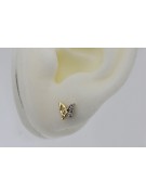 Boucles d'oreilles couronne en or jaune 14 carats, Zircons. cec019yw