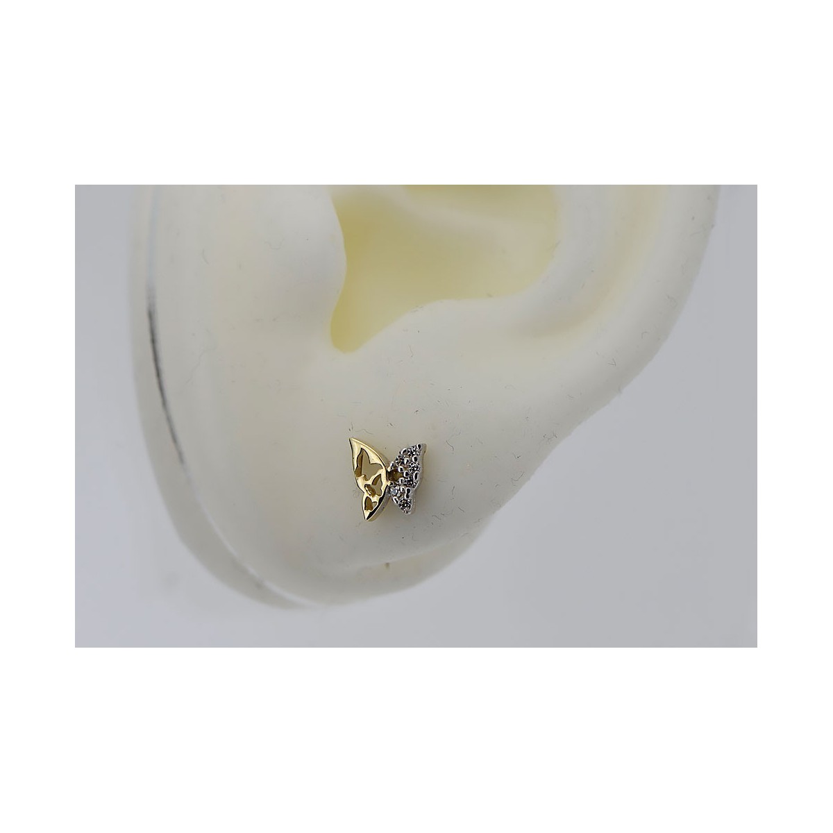 Boucles d'oreilles couronne en or jaune 14 carats, Zircons. cec019yw