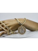 Gold 14k 585 Fröhliches Anhänger Symbol mit Gourmette Kette pm027yw37&cc099y90g