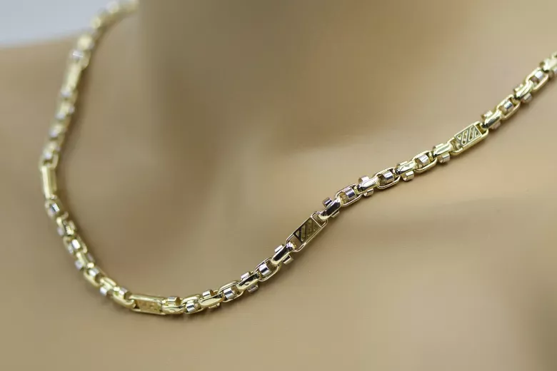 14K Yellow White Gold Modern Chain Necklace cc100yw