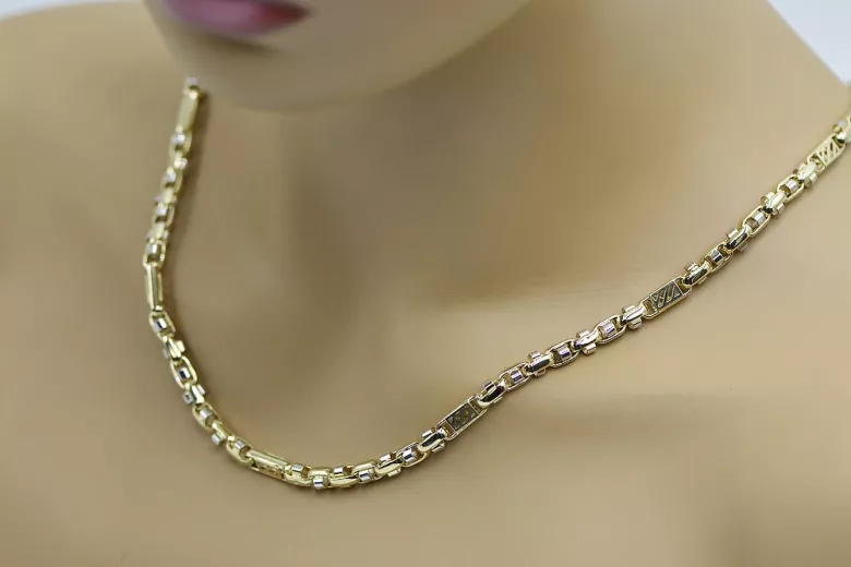 14K Yellow White Gold Modern Chain Necklace cc100yw