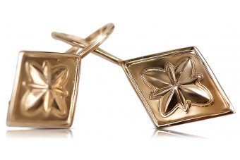 "Oryginalne Vintage Kolczyki Kwadratowe z Różowego Złota 14k 585 Bez Kamieni" ven106 ven106