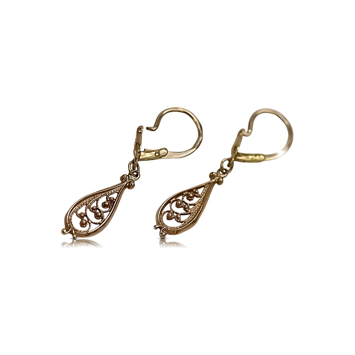 "Original Vintage 14K Rose Gold Leaf Earrings Without Stones" ven110 ven110