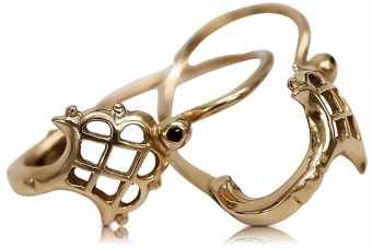 "Aretes de Hoja Antiguos en Oro Rosa 14K Sin Piedras" ven114 ven114