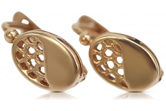 Originale Vintage Oval Ohrringe mit 14K Roségold 585, Keine Steine. ven123 ven123