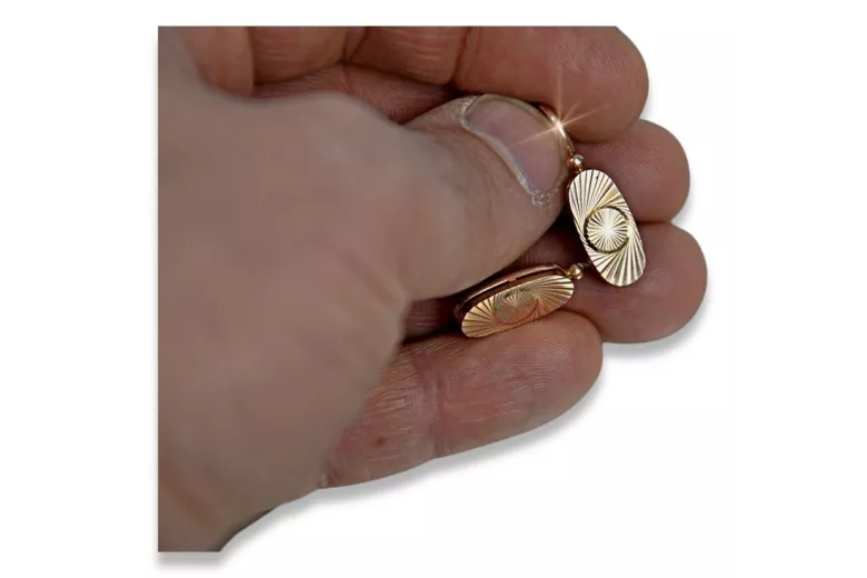 "Keine Steine 14k 585 Gold Originales Vintage-Roségold Oval Ohrringe" ven124 ven124