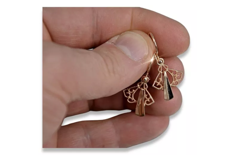 "Elegant Original Vintage 14K Rose Gold Leaf Earrings without Stones" ven127 ven127