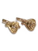 Pendientes Antiguos de Corazón en Oro Rosa Antiguo Original de 14k Sin Piedras ven132 ven132