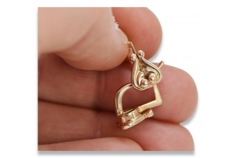 "Genuine Vintage 14K Rose Gold Heart Earrings without Stones" ven132 ven132