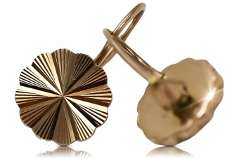 "Boucles d'oreilles fleuries vintage en or rose 14 carats 585 sans pierres" ven135 ven135