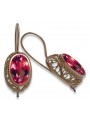 Boucles d'oreilles en rubis et or rose 14 carats d'origine vintage vec023 - Bijoux de style soviétique russe style vec023