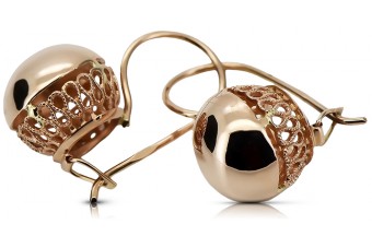 "Keine Steine, 14k 585 Originales Vintage-Roségold Kugelohrringe" ven122 ven122