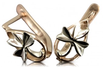 "Boucles d'oreilles vintage en or rose 14 carats 585 sans pierres" ven142 ven143