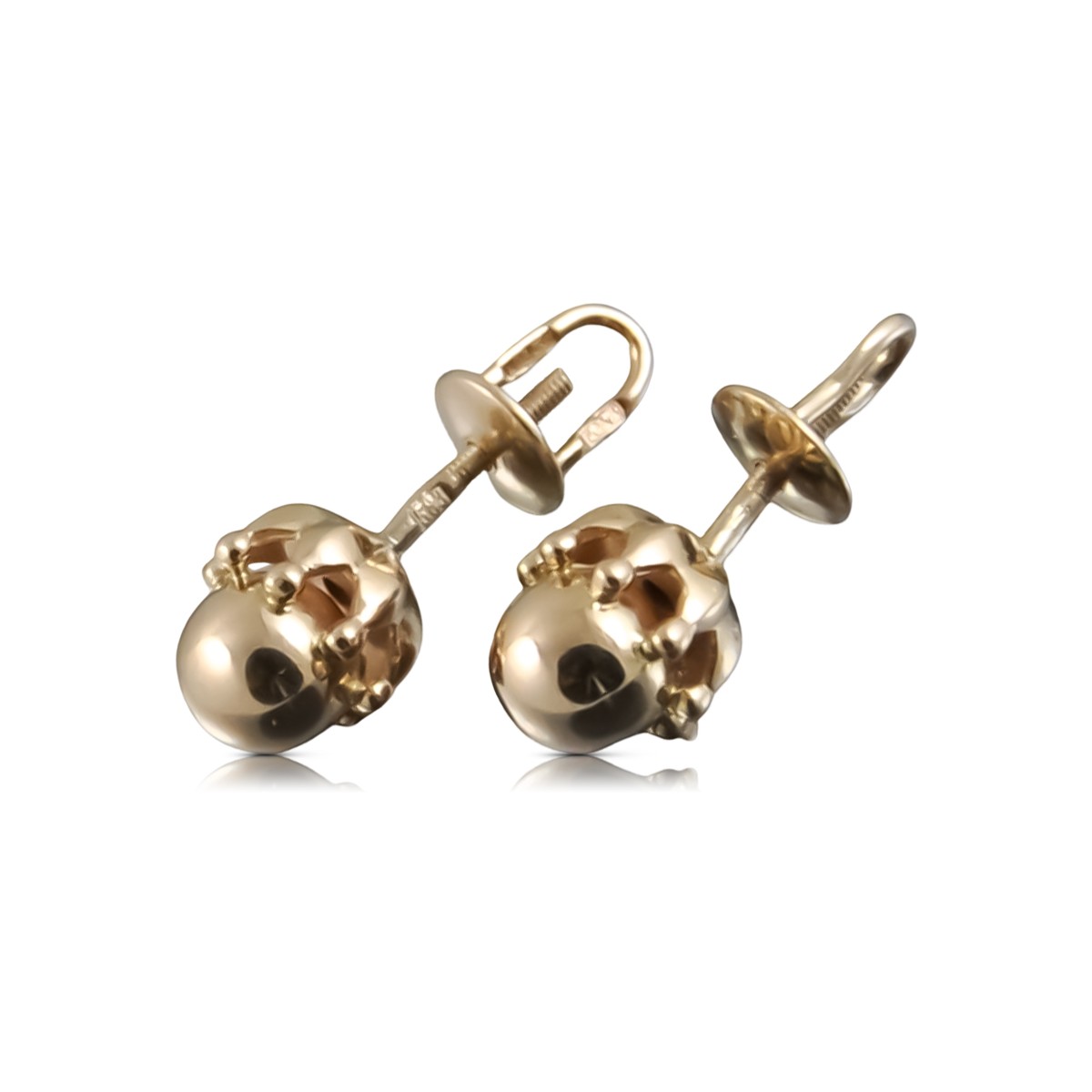 "No Stones Original Vintage 14K Rose Gold Ball Earrings" ven162 ven162