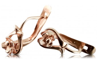 "Boucles d'oreilles vintage en forme de fleur en or rose 14 carats 585, sans pierres" ven166 ven166