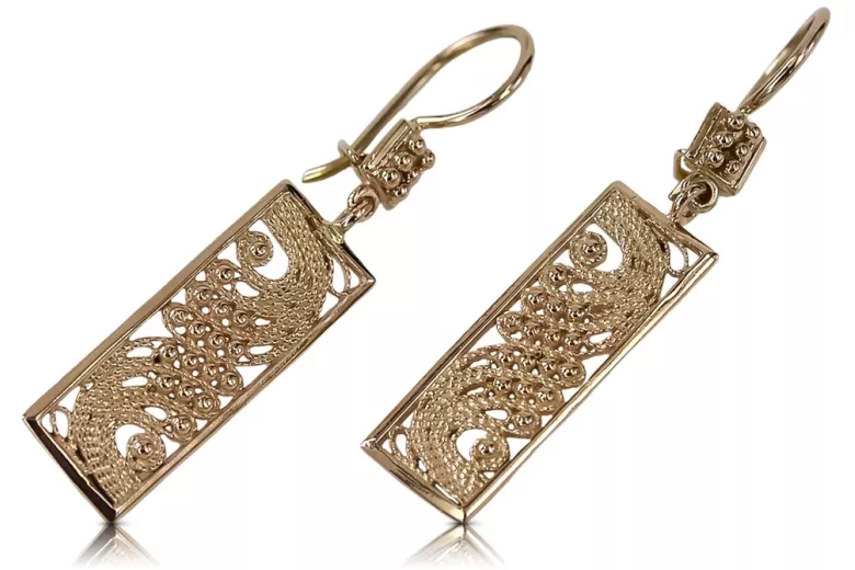 "Boucles d'oreilles suspendues en or rose 14 carats 585 vintage sans pierres" ven171 ven171