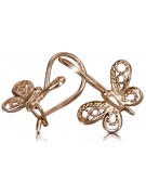 Boucles d'oreilles papillon en or rose 14 carats 585 vintage sans pierres ven173 ven173