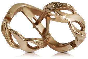 "Authentic Vintage 14K 585 Rose Gold Hoop Earrings without Stones" ven175 ven175