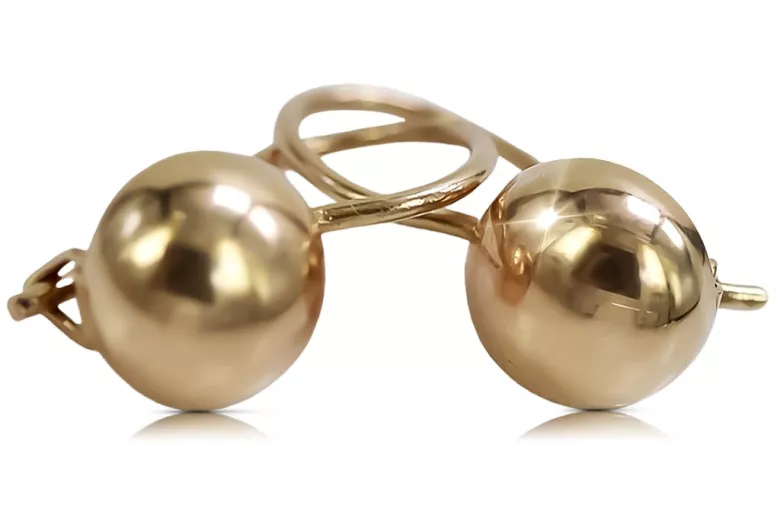 "No Stones Original Vintage 14K Rose Gold Ball Earrings" ven178 ven178