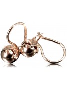 "No Stones 14K Rose Gold Vintage Ball Earrings" ven180 ven180