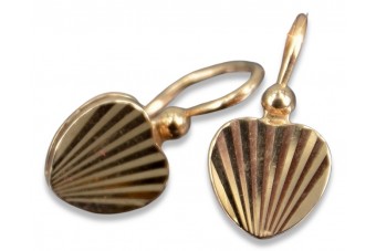 Boucles d'oreilles vintage en or rose 14 carats 585 avec motif de feuille ven187 ven187