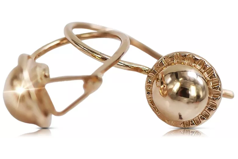 "Classic No Stones 14k Rose Gold Vintage Ball Earrings" ven191 ven191