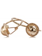 "Classic No Stones 14k Rose Gold Vintage Ball Earrings" ven191 ven191