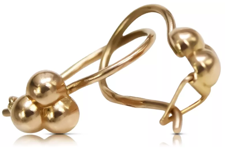 Original Vintage No Stones 14K Rose Gold Ball Earrings ven198 ven198