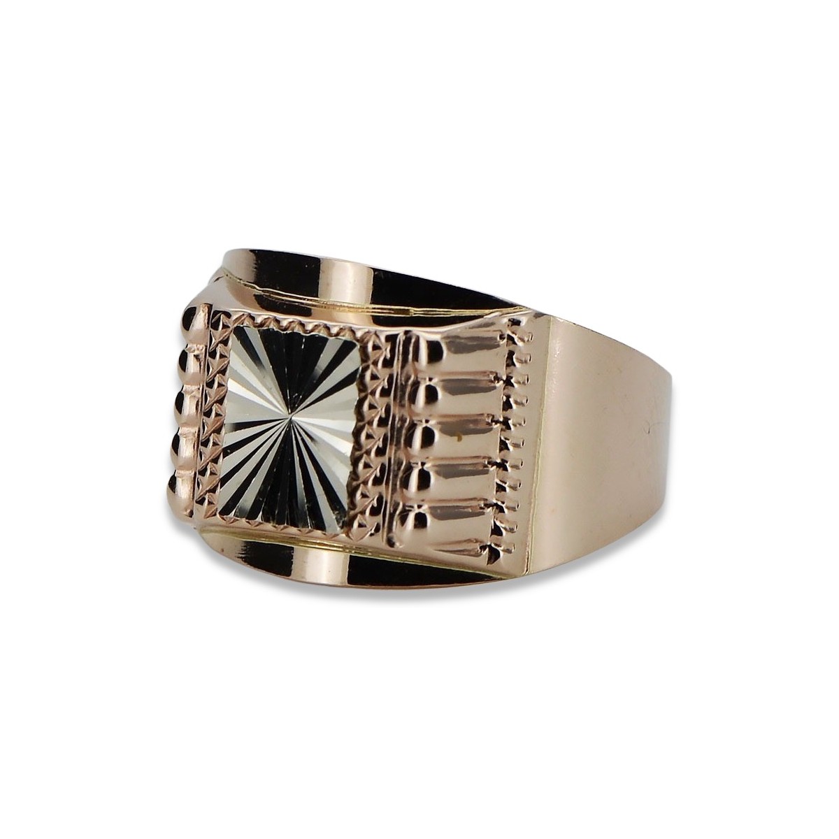 Bague Chevalière Homme en Or Rose Vintage 14K csn002r