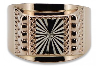 Anillo de sello de hombre vintage en oro rosa de 14k csn002r