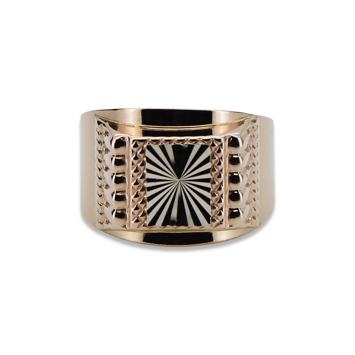 Bague Chevalière Homme en Or Rose Vintage 14K csn002r