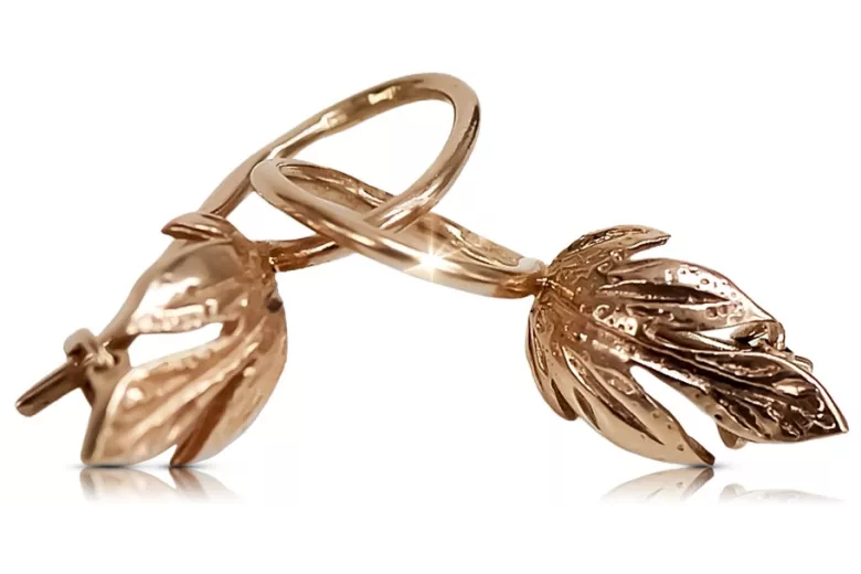 "No Stones, Original Vintage 14K Rose Gold Leaf Earrings" ven210 ven210