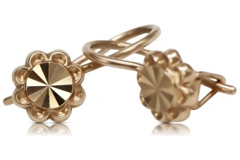 "Boucles d'oreilles fleur d'or rose 14 carats 585 vintage sans pierres" ven229 ven229
