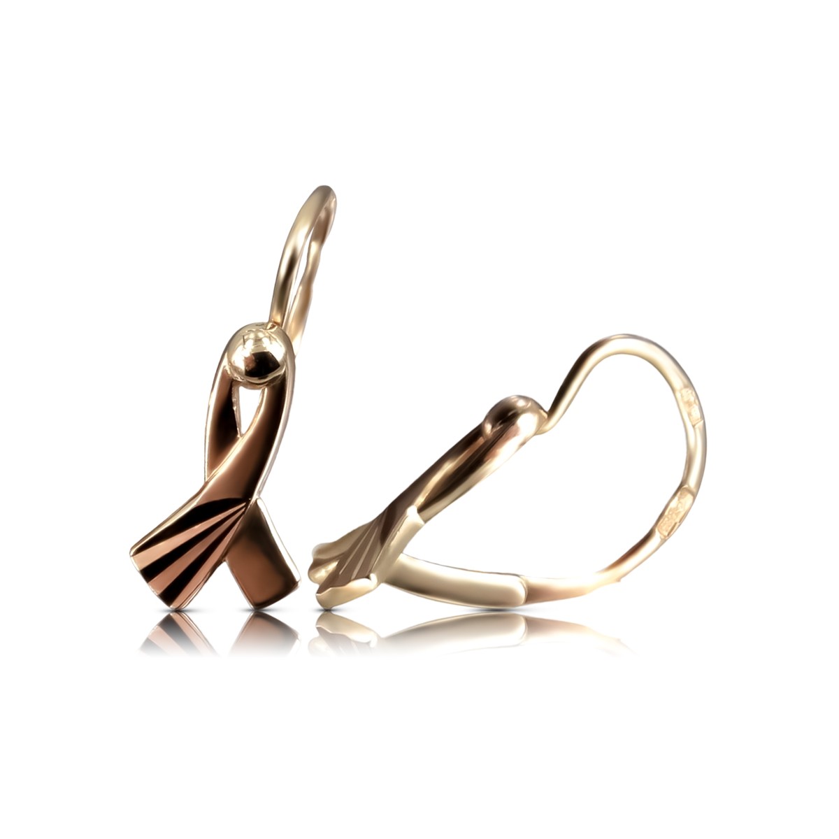 "No Stones Original Vintage 14K Rose Gold Leaf Earrings" ven230 ven230