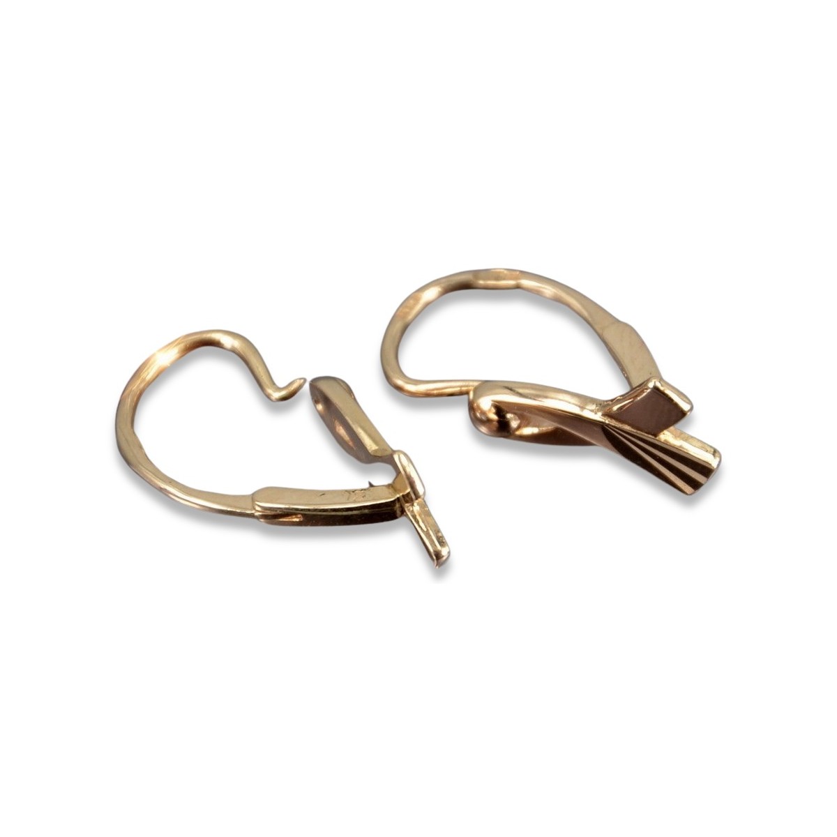 "No Stones Original Vintage 14K Rose Gold Leaf Earrings" ven230 ven230