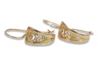 "Aretes de Hoja en Oro Rosa Antiguo de 14k 585 Sin Piedras" ven232 ven232