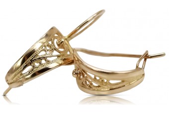 "Boucles d'oreilles anciennes en or rose 14 carats 585 sans pierres"  ven232 ven232