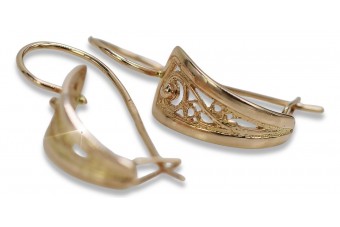 Ретро обици без камъни, изработени от 14k розово злато ven232 ven232