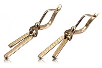 "Exquisite No Stones Vintage 14K Rose Gold Hanging Earrings" ven234 ven234