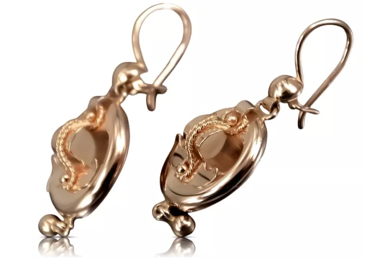 Boucles d'oreilles Samovar en or rose vintage 14 carats, pas de pierres ven244 ven244