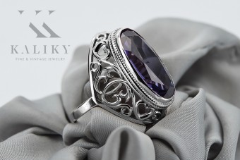 Bague en argent 925, Alexandrite, Pierre précieuse, Taille 60,8 s, t, 63,4 u vrc184s