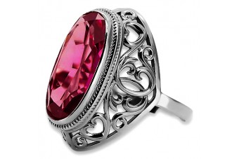 Pierścień 925 Srebro, Rubin w stylu radzieckim vrc184s