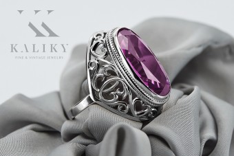 Sterling Silver 925 Amethyst Russian Style Ring vrc184s