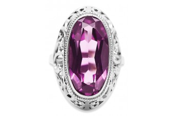 Sterling Silver 925 Amethyst Russian Style Ring vrc184s