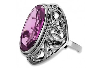 Anillo ruso soviético rosa 14k 585 oro Alejandrita Rubí Esmeralda Zafiro Zircon vrc014