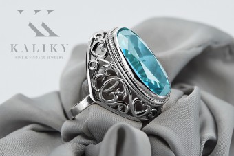 "Sterling Silver 925 Aquamarine Statement Ring" vrc184s