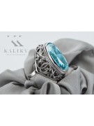 Bague en argent sterling 925, Aigue-marine, pierres précieuses, style russe soviétique. vrc184s