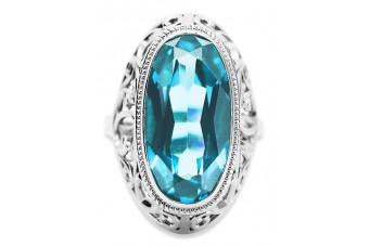 "Sterling Silver 925 Aquamarine Statement Ring" vrc184s