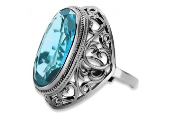 Перстень у радянському стилі з аквамарином від Срібло 925 vrc184s