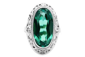 Sterling Silver 925 Emerald Russian Style Ring vrc184s